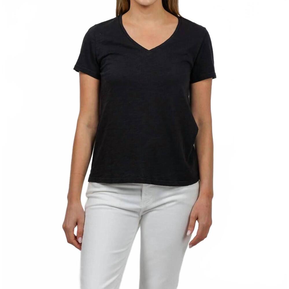 NEW ELLIOTT LAUREN short sleeve v-neck tee in black